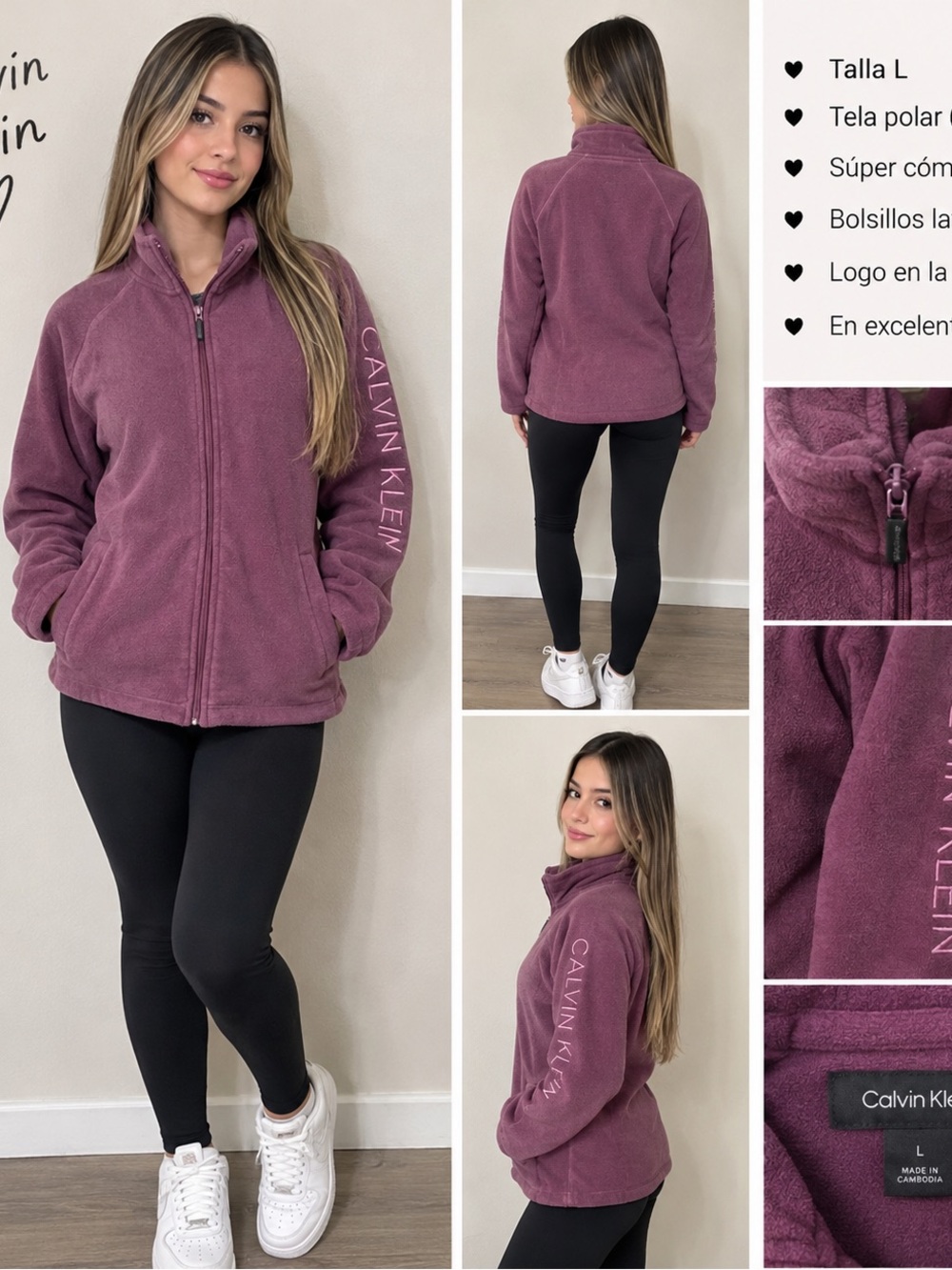 Calvin Klein Women's Plum Fleece Zip Jacket